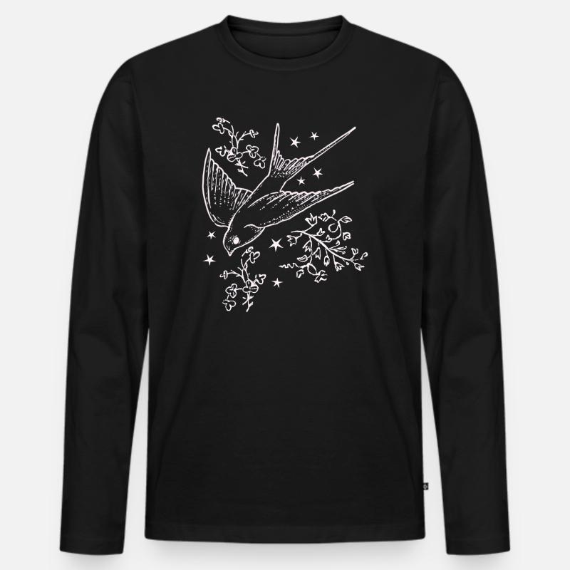 Schwalbenflug im Sternenflug - Männer Premium Bio Langarmshirt - Schwarz