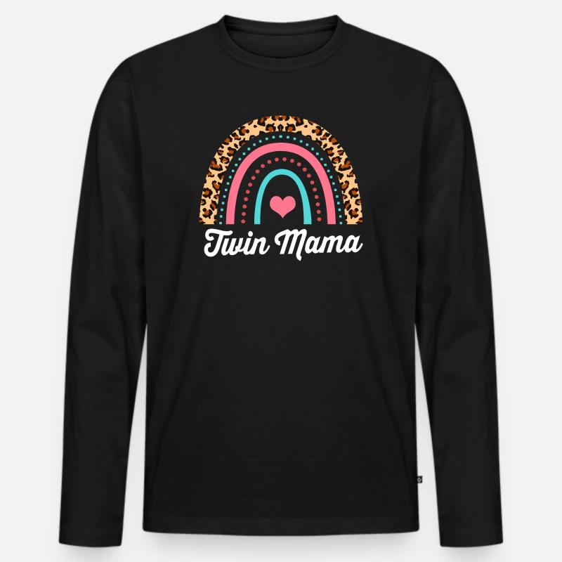 Zwillinge Mama Zwilling Mutter Geschenk - Männer Premium Bio Langarmshirt - Schwarz