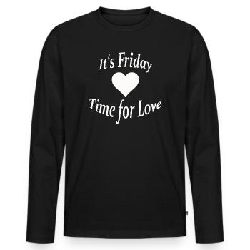 FRIDAY - TIME FOR LOVE - Männer Premium Bio Langarmshirt - Schwarz - Vorne - Nico (187cm)