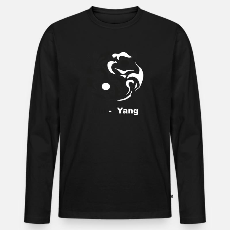 YinYang Silhouette: Kontrastkunst - Männer Premium Bio Langarmshirt - Schwarz