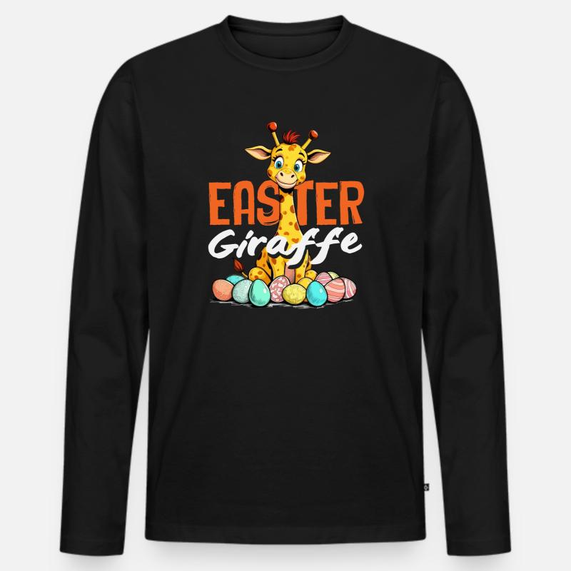 Frohe Ostern Giraffe Ostereier Süß - Männer Premium Bio Langarmshirt - Schwarz