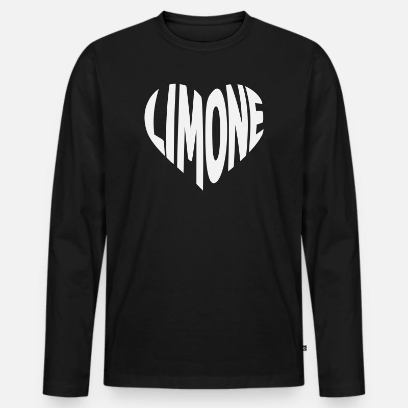 Limone Herz Design - Männer Premium Bio Langarmshirt - Schwarz