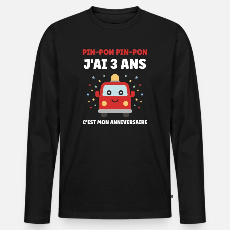 3 Jahre - Männer Premium Bio Langarmshirt - Schwarz