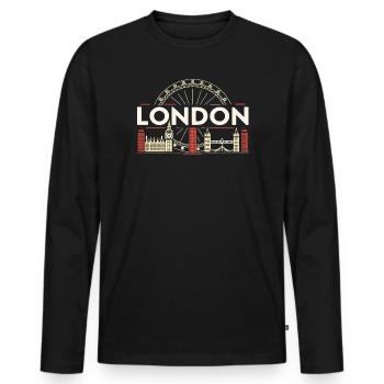 Londres Skyline et Grande Roue - T-shirt manches longues Premium bio Homme - noir - Devant - Nico (187cm)