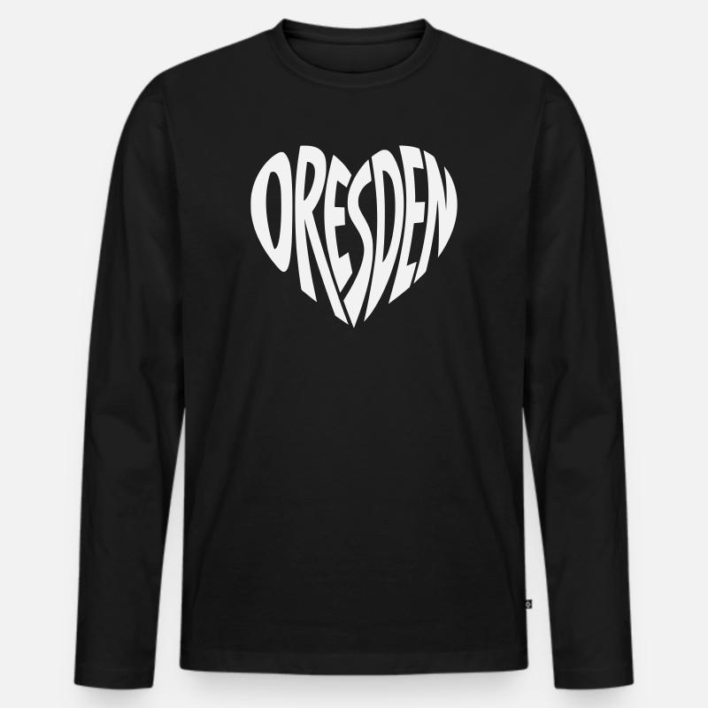 Dresden Herz Schriftzug - Männer Premium Bio Langarmshirt - Schwarz
