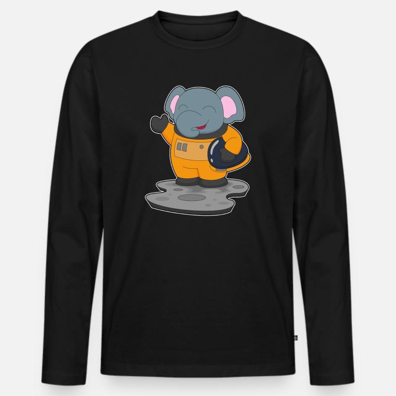 Elefant Astronaut Weltraum - Männer Premium Bio Langarmshirt - Schwarz
