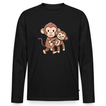 Punch Baby Monkey mit Plüschtier - Männer Premium Bio Langarmshirt - Schwarz - Vorne - Nico (187cm)