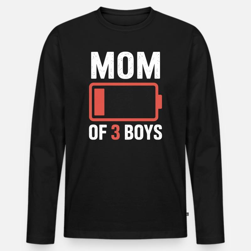 Mutter von 3 Jungen Batterie - Männer Premium Bio Langarmshirt - Schwarz