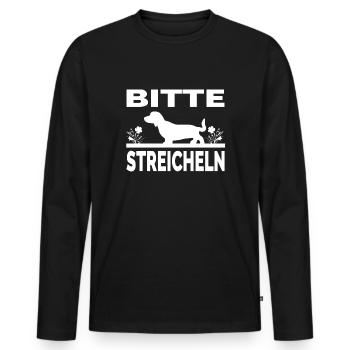 Dackel - Männer Premium Bio Langarmshirt - Schwarz - Vorne - Nico (187cm)