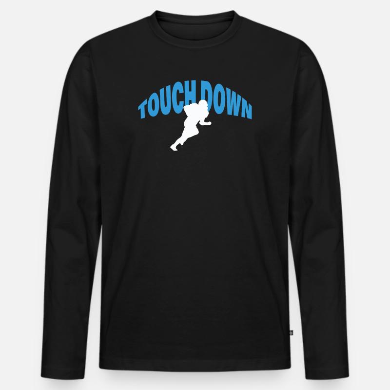 TOUCH DOWN - Männer Premium Bio Langarmshirt - Schwarz