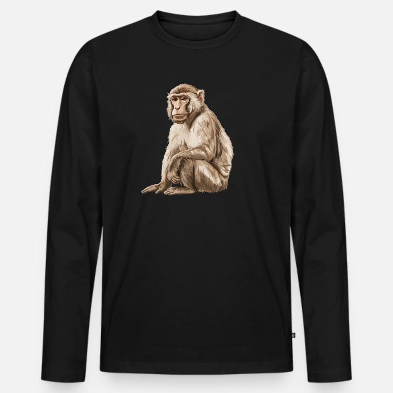 Makaken Makake - Männer Premium Bio Langarmshirt - Schwarz
