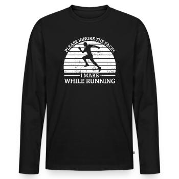 Marathon Runner Please Ignore The Faces If Running - Männer Premium Bio Langarmshirt - Schwarz - Vorne - Nico (187cm)