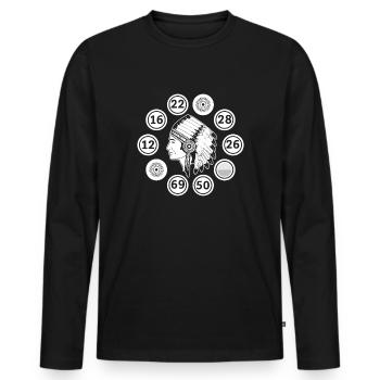 Joueur de bingo Indiens Bingo - T-shirt manches longues Premium bio Homme - noir - Devant - Nico (187cm)