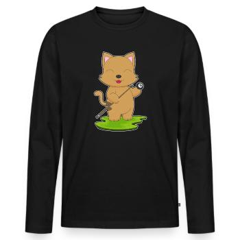 Chat Billiard Cue Sport - T-shirt manches longues Premium bio Homme - noir - Devant - Nico (187cm)