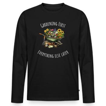 Garden Lover's Dream Schubkarren-Tee - Männer Premium Bio Langarmshirt - Schwarz - Vorne - Nico (187cm)