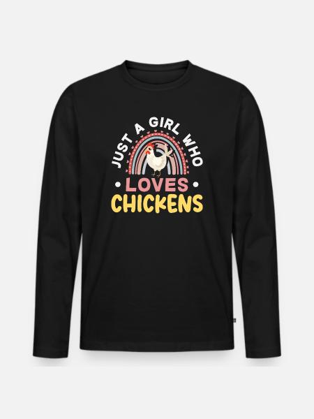 Girl Loving Chickens Rainbow - Men's Premium Organic Long Sleeve Shirt - black