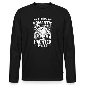 Horror Sprüche Romantisch Lustige Horror Geschenk  - Männer Premium Bio Langarmshirt - Schwarz - Vorne - Nico (187cm)