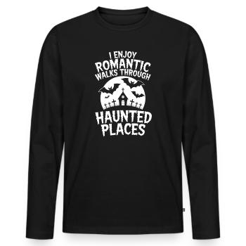 Horror Sprüche Romantisch Lustige Horror Geschenk  - Männer Premium Bio Langarmshirt - Schwarz - Vorne - Nico (187cm)