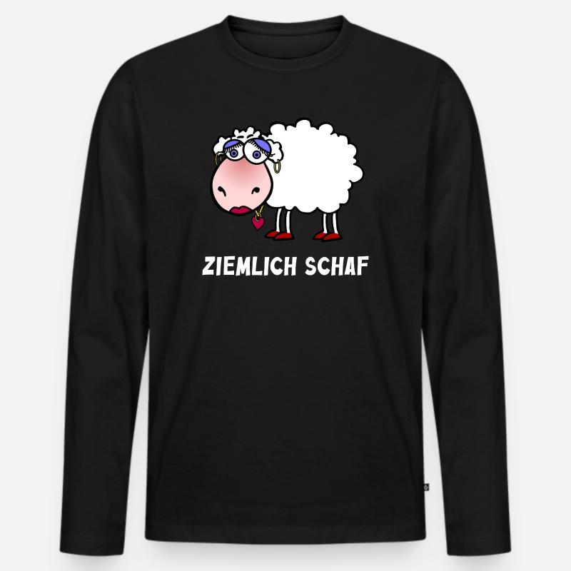 Ziemlich Schaf Cartoon Herz - Männer Premium Bio Langarmshirt - Schwarz