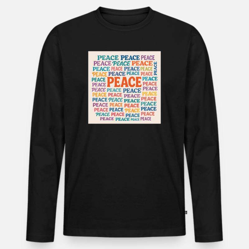 Peace Mosaic Farb-Typo Muster - Männer Premium Bio Langarmshirt - Schwarz