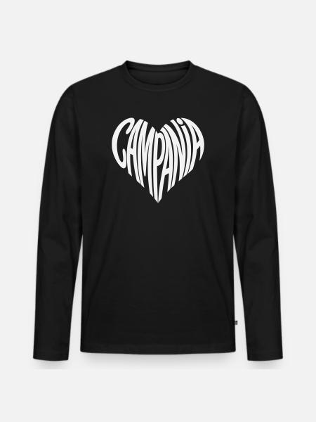 Campania Herz Typografie - Männer Premium Bio Langarmshirt - Schwarz