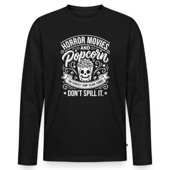 Horror Movies Popcorn Skull - Men's Premium Organic Long Sleeve Shirt - black - Front - Nico (187cm)