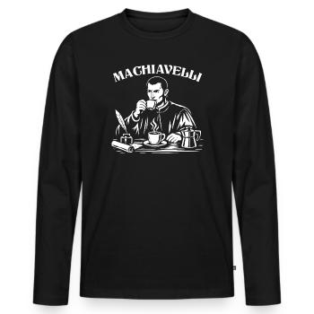 Machiavelli Brew Portrait - Men's Premium Organic Long Sleeve Shirt - black - Front - Nico (187cm)