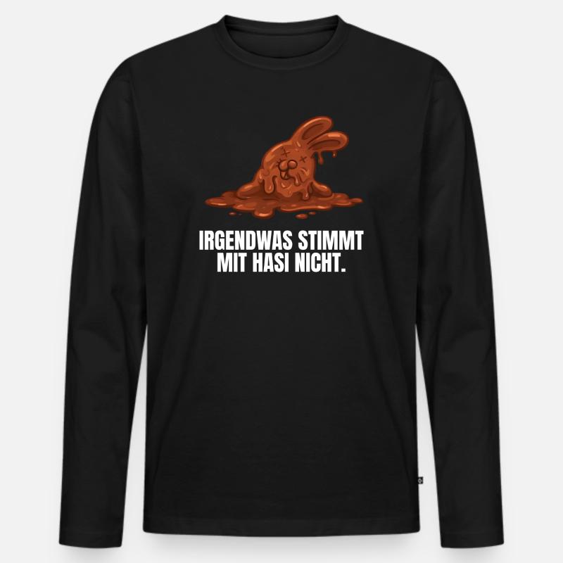Schokoladenhase Ostern - Männer Premium Bio Langarmshirt - Schwarz