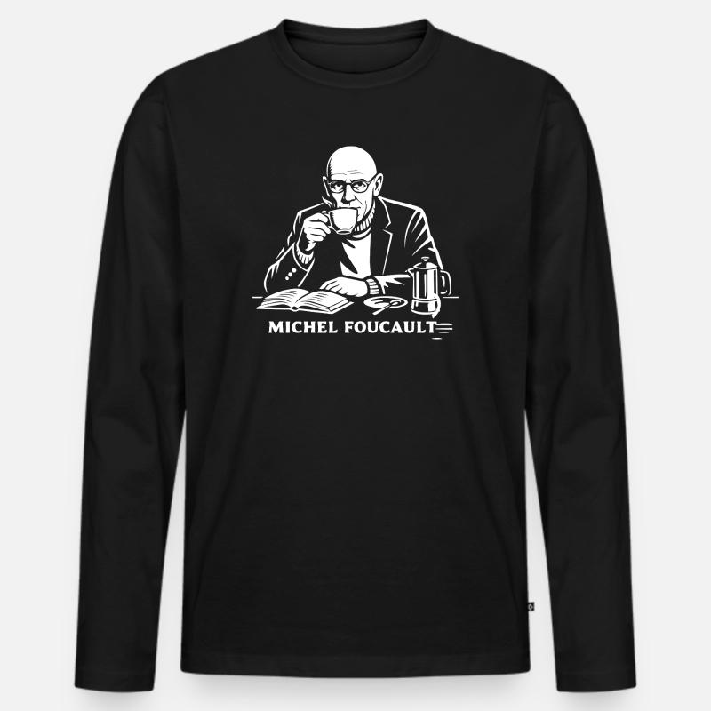 Michel Foucault Philosoph Kaffeepause - Männer Premium Bio Langarmshirt - Schwarz