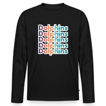 Retro Dolphins Text Ocean Lover Graphic - Men's Premium Organic Long Sleeve Shirt - black - Front - Nico (187cm)
