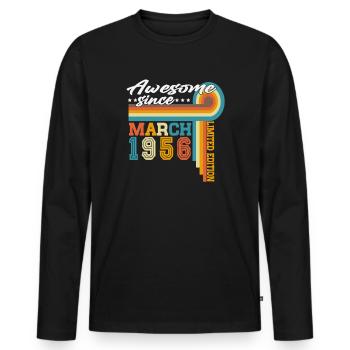 March 1956 Vintage Born Birthday Retro - Men's Premium Organic Long Sleeve Shirt - black - Front - Nico (187cm)