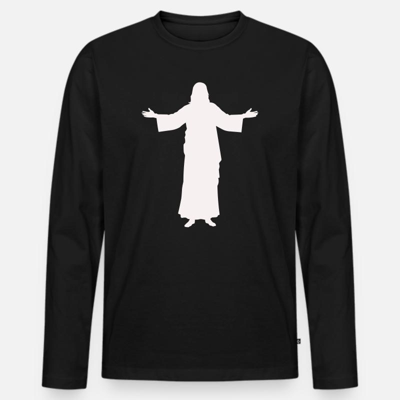 jesus- - Männer Premium Bio Langarmshirt - Schwarz
