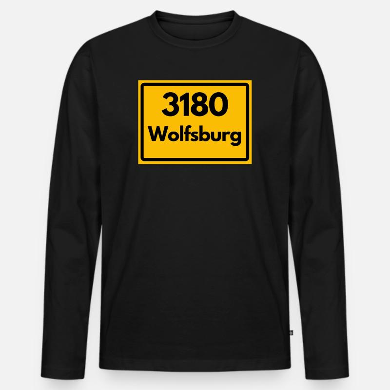 OLD POSTCODE POSTCODE RETRO 3180 WOLFSBURG - Men's Premium Organic Long Sleeve Shirt - black