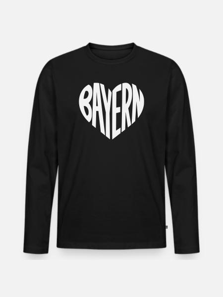 Bavaria Heart Typography - Men's Premium Organic Long Sleeve Shirt - black