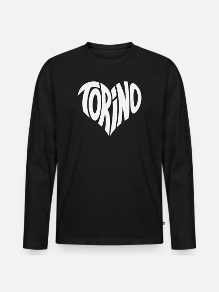 Turin, Torino Heart Design - Men's Premium Organic Long Sleeve Shirt - black