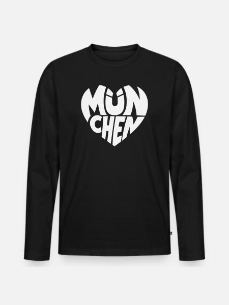 Munich Heart Logo Typography - Men's Premium Organic Long Sleeve Shirt - black