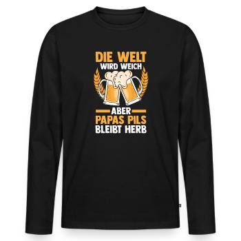 Bière, fête des pères, papa, papa - T-shirt manches longues Premium bio Homme - noir - Devant - Nico (187cm)