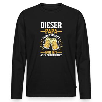 Bière, fête des pères, papa, papa - T-shirt manches longues Premium bio Homme - noir - Devant - Nico (187cm)