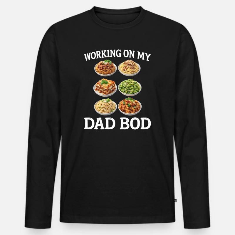 Dad Bod Pasta Spaß - Männer Premium Bio Langarmshirt - Schwarz