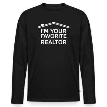 Agent immobilier préféré Agent immobilier drôle - T-shirt manches longues Premium bio Homme - noir - Devant - Nico (187cm)