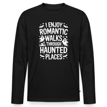 Horror Sprüche Romantisch Lustige Horror Geschenk  - Männer Premium Bio Langarmshirt - Schwarz - Vorne - Nico (187cm)