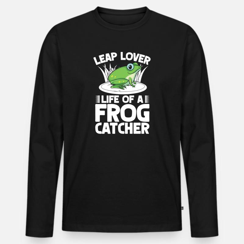 Frog Catcher Leap Lover Frog - Männer Premium Bio Langarmshirt - Schwarz
