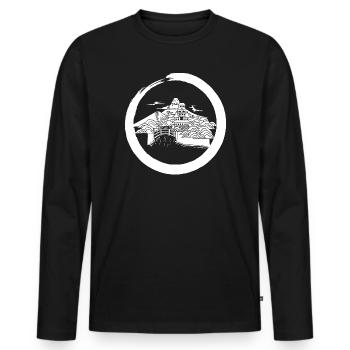 White Japanese Landscape - Men's Premium Organic Long Sleeve Shirt - black - Front - Nico (187cm)