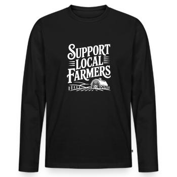 Support Local Farmers - Men's Premium Organic Long Sleeve Shirt - black - Front - Nico (187cm)