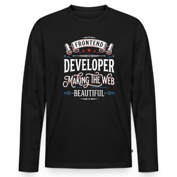 Frontend Entwickler – Web Schön Gestalten - Männer Premium Bio Langarmshirt - Schwarz - Vorne - Nico (187cm)