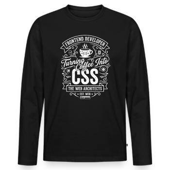 Frontend Coffee CSS Tee - Männer Premium Bio Langarmshirt - Schwarz - Vorne - Nico (187cm)