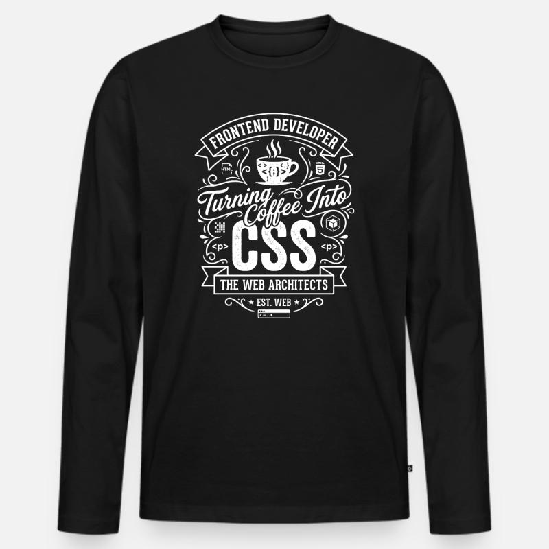 Frontend Coffee CSS Tee - Men's Premium Organic Long Sleeve Shirt - black