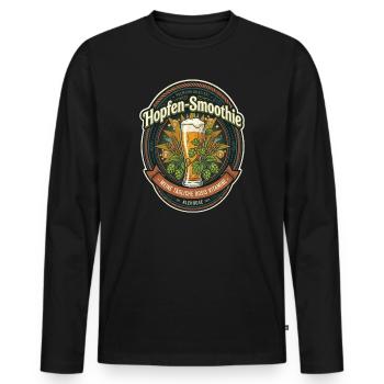 Hopfen-Smoothie Etikett - Männer Premium Bio Langarmshirt - Schwarz - Vorne - Nico (187cm)