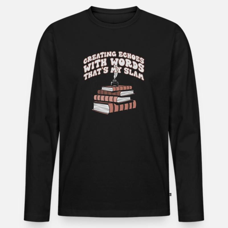 Echos durch Worte Slam-Stack - Männer Premium Bio Langarmshirt - Schwarz
