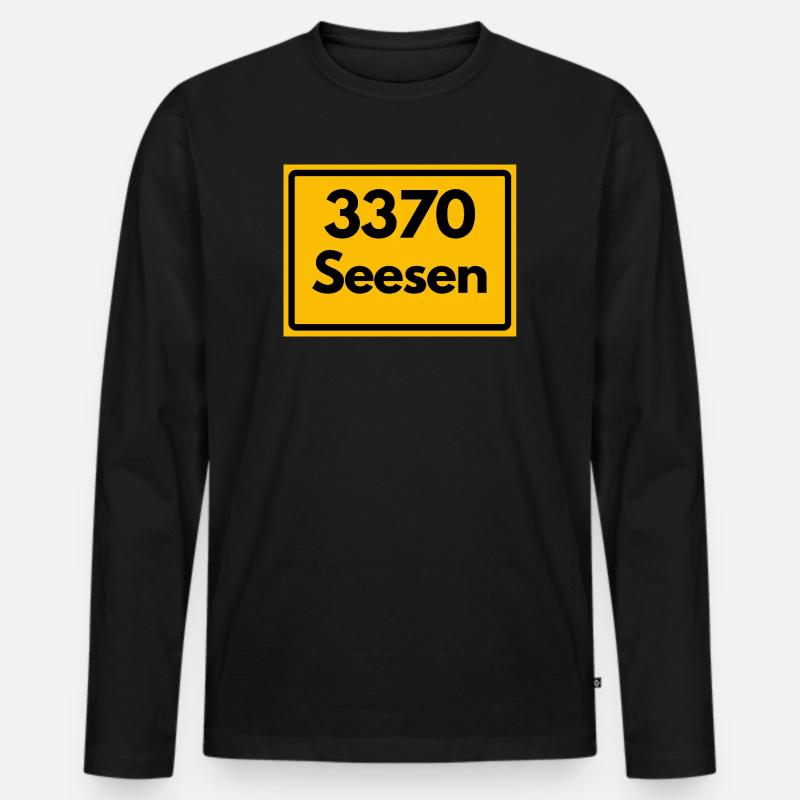 OLD POSTCODE POSTCODE RETRO 3370 SEESEN HARZ - Men's Premium Organic Long Sleeve Shirt - black